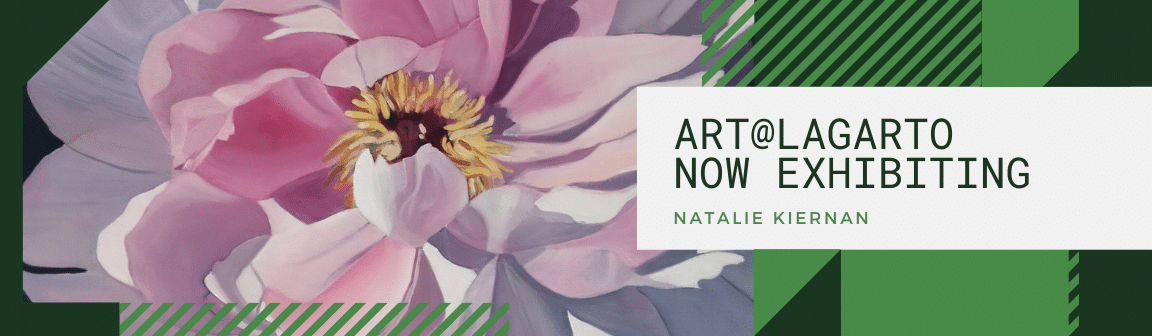 Experience the beautiful floral and landscape art of Natalie Kiernan, exhibiting at Cafe Lagarto