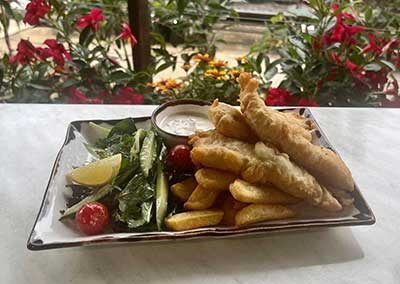 Fish and chips from August 2023 menu